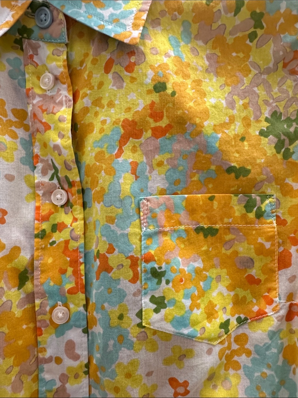 BODEN Floral Cotton Shirt US 6 Yellow Blue Button Down Y2K - Picture 12 of 13